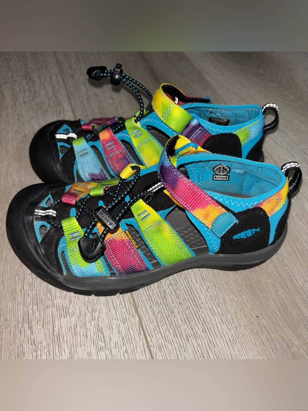 Keen Big Kids Newport H2 Rainbow Tie Dye 1018441 Sandals Size 3 Washable